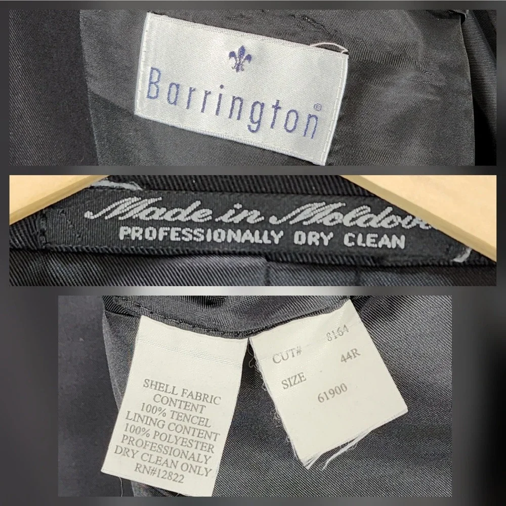 Barrington Sport Coat 44R Men Black 100% Tencel Suit Jacket‎ Blazer READ